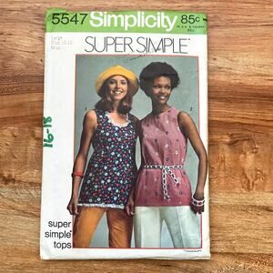 Vintage 1970s Simplicity 5547 Sewing Pattern Womens Size M-L Tank Tops COMPLETE